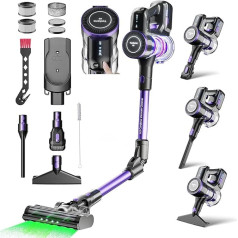Yanhama 550 W/42 KPa Battery Vacuum Cleaner, Wireless Vacuum Cleaner up to 60 Mins Running Time, 7-Level Filtering, 4 Suction Modes, 180° Folding Tube, 1.6 L Electric Broom for Hard Floors, Carpet