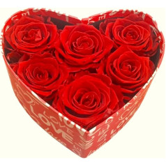Genérico Eternal Rose Box Heart Shape Containing 12 Preserved Red Roses Romantic Decoration with Bow Ideal for Valentine's Day, Lovers, Anniversaries