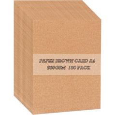LOPYXBR 150 Blatt Kraftpapier Braune Karte A4 Kraft Bastelkarton 250GSM A4 Braun Stock Druckerpapier für Einladungen, Speisekarten, Basteln, DIY Karten, Braun