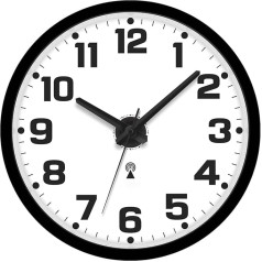 Wireless Wall Clock Without Ticking Noises 30 cm Modern Radio-Controlled Clock Wall Clock for Living Room Kitchen Bedroom Office (Black)