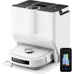 EUREKA J20 DE Vacuum & Mop Robot + All-in-One Station (Always Clean Mop, AI 3D Obstacle Avoidance, Intelligent Pet Bypassing, 8000Pa, Car Carpet Detection, App & Voice Control) White