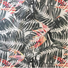 Kt KILOtela - Digital Printed Linen Fabric 100cm Long 280cm Wide Tropical Plants Black Pink