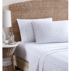 Tommy Bahama - Queen Size Flat Sheet, Cotton Percale Bedding Set, Crisp and Cool, Stylish Home Decoration (Starfish Treasure, Grey, Queen)