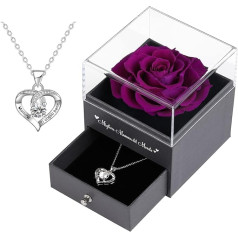 Mother's Day Gift Vera Rose for Mum, Eternal Rose with Gift Chain, Mother's Day Gifts Birthday Christmas Rose for Mum Wife Wife (Purple)