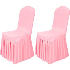 Babenest Spandex Chair Covers Stretch Fabric Removable Washable Chair Protectors with Long Skirt Stain Resistant Chair Covers for Wedding Banquet Dining Room Party Ceremony Pink 2 Pieces