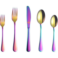 5 Piece Cutlery Set Stainless Steel Cutlery Set Including Knife/Spoon / Fork Suitable for Kitchen Camping, Mirror-Polished