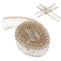 ULDIGI 1 Roll Self-Adhesive Rhinestone Ribbon Rhinestone Trim Crystal Trim for Sewing, Iron, Sewing, Trims and Embellishments, Tassel, Hand Decoration, Pearl, Craft Decoration, Bride