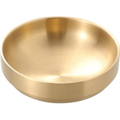Hetomon 19cm Stainless Steel Golden Double Bowl Soup Bowl Thick Bowl Bibimbap Bowl Noodle Soup Bowl (Golden)