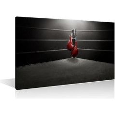 Boxing Gloves Hanging Canvas Picture Wall Art 1 Panel Motivational Box Wall Decor for Living Room Bedroom Bathroom Office Blank Boxing Ring Posters and Prints Framed Ready to Hang