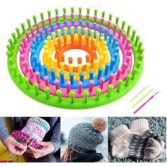 JAMIT Knitting Loom, 5-Piece Round Knitting Set, Knitting Ring Set, Hand Knitters for Wool Flowers, Hats, Socks, Scarves, Sweaters and Blankets