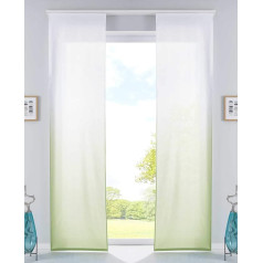 Gardinenbox Set of 2 Sliding Curtains Panel Curtains Opaque Colour Gradient Panel Carrier Weighted Bars Microsatin Microfibre H x W 245 x 60 cm Apple Green 85425N2