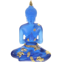 Doitool Buddha Statue Transparent Meditating Buddha Figurine Collectible Sitting Buddha Sculpture Zen Decor for Home Office Blue