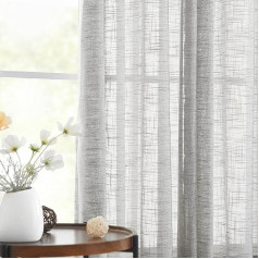 Treatmentex Grey Semi Sheer Curtains for Living Room 72 Inch Long Linen Texture Sheer Window Panels for Bedroom Light Filtering 52 Inch Wide 2 Panels