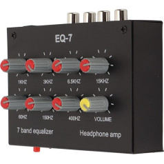 Adjustable 7 Band EQ DC 5-12V 7 Band EQ Car Amplifier with 3.5mm Interface, Range of 60Hz/150Hz/400Hz/1KHz/3KHz/6.5KHz/15KHz (EU Plug)
