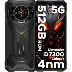 DOOGEE S200 Plus 5G Outdoor Mobile Phone Without Contract, Dimensity 7300, 32 GB + 512 GB Outdoor Smartphone Android 14, 1.32 Inch + 60 Hz AMOLED Rear Display 6.72 Inch FHD + 120 Hz, 100 MP AI Camera