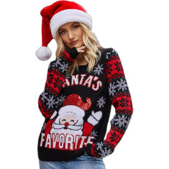 Odizli Women's Ugly Long Sleeve Crew Neck Christmas Print Autumn Winter Jumper