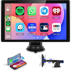Wireless Carplay & Android Car Portable Car Radio Bluetooth 9 Inch IPS Touchscreen Car Stereo, Digital Media Receiver with WiFi Navigation GPS, WiFi, Mirror Link, G-oogle, Siri, TF/FM/AUX Hodozzy