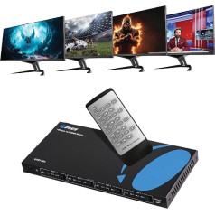 OREI 4x4 HDMI 4K Matrix Switch / Splitter (4 Input, 4 Output) with Remote Control Supports UltraHD 4K @ 60Hz 4:4:4, HDR, YUV, HDMI 2.0, HDCP 2.2, 3D, 1080p, 18GBPS - Downscaler (4K & 1080p Together)