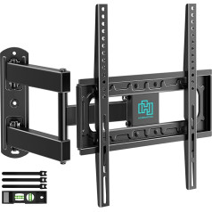 HCMOUNTING Swivel and Tilting TV Wall Mount for 26-55 Inch Flat Screen and Curved TVs, Fully Movable TV Wall Mount with Single Bolt Level Adjustment VESA 400 x 400 mm, Load Capacity up to 40 kg.