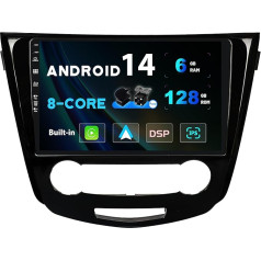 SXAUTO Android 14-6G + 128G IPS Car Radio Suitable for Nissan Qashqai J11 X-Trail Rouge (2014-2018) - Wireless Carplay/Android Car/DSP - Camera + MIC - DAB SWC Fast-Boot 360 Camera - 2 DIN 10.1 Inch