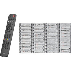 One For All Contour Universal Remote Control - Control of TV/Smart TV - Works with All Manufacturer Brands - URC1210 & Amazon Basics AAA Industrial Alkaline Batteries, Pack of 40