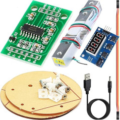 HX711 Weight Sensor Module ADC Converter Breakout Module, 5 kg Portable Electronic Kitchen Scales with Scale Display Module, 3.5 x 1.35 mm Power Cable