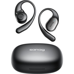 SANAG C16S Open Ear Headphones, Bluetooth True Wireless with Microphone, Headphones with Hook, 500mAh, 56 Hours Playback, IPX4 Waterproof, 5.4 Bluetooth Sport - Black