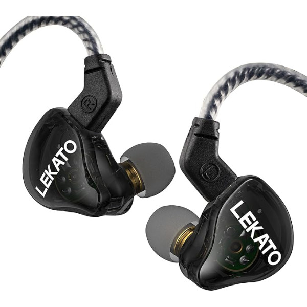 LEKATO H5 In-Ear Monitor Headphones Hybrid HiFi IEM Earphones for Musicians Removable 2-Pin Cable 1BA + 1DD Wired Gaming Earphones Professional Deep Bass Sound Insulation (without Microphone)
