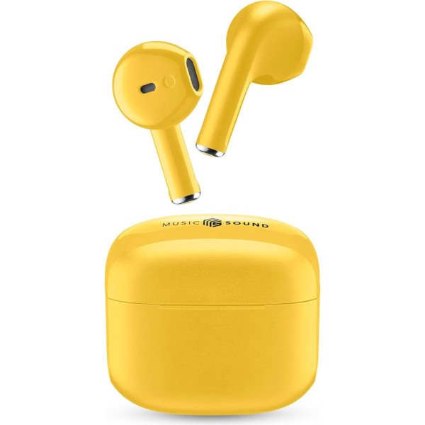 Music Sound | Swag Wireless Capsule Headset - Playback Time up to 20 Hours - Bluetooth - Yellow