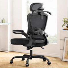Marsail Ergonomic Office Chair with 3D Headrest & 3D Lumbar Support, Ergonomic Desk Chair with Flip-Up Armrests, 90° - 120° Tilt Lock and Thick Seat Cushion, Maximum Load 136 kg