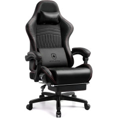 GTPLAYER Gaming Chair, Gaming Chair, Desk Chair, PC Gamer Racing Chair with Footrest, Speaker, Music Office Chair, Maximum Load 151 kg, Standard Size, Black/Red