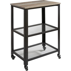 IBUYKE TMJ011Y Serving Trolley, Kitchen Shelf on 4 Wheels, Steel Frame, 3 Shelves, for Kitchen and Living Room, Industrial Design, 60 x 40 x 81 cm
