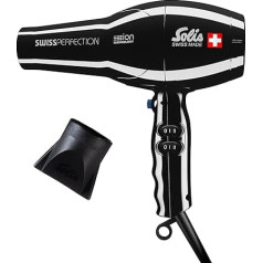Solis Profi Haarföhn, 3 Temperatur- und Gebläsestufen, Kaltluft-Taste, AC-Motor, 2300 Watt, Ionen-Technologie, Swiss Perfection (Typ 440), Schwarz