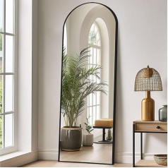 Curved Mirror, Full Body Mirror, 147 x 44 cm, Standing Mirror, Floor Mirror, Large Standing Mirror for Bedroom, Living Room, Hallway, Entrance, Wall Mirror, Black