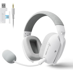 ATTACK SHARK L80PRO Wireless Gaming-Headset, Verstellbare Dual-Mikrofone, 3D-Surround-Sound, 20ms niedriger Latenz, 40mm Treiber, 3 Modi (2.4G/BT/Kabelgebunden) für PC/PS/XBOX – Weiß
