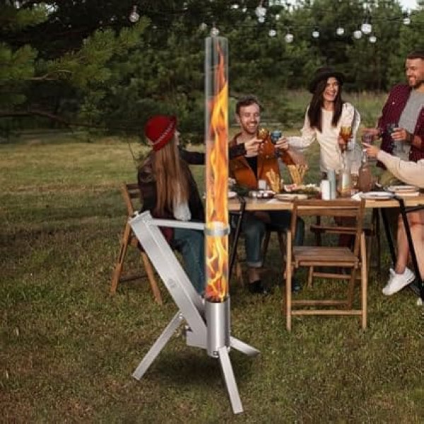 CTSC Outdoor Pellet Heater for Patio with 100 x 8 cm Glass Tube, Add Space Light and Ambience for Porch, Deck, Garden & Backyard