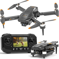 F205 Drone with Kamara for 2.4 Inch Screen, Brushless Motor FPV Drone for Adults, Car Hover, Gesture Control, 8G SD with Card Reader, One-Key Start for Beginners