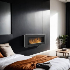 Dmora Dstankovi Bioethanol Fireplace, Ecological Fireplace, Smokeless Fire, Heating with Ethanol, Made in Italy, 12 x 90 x 40 cm, Black