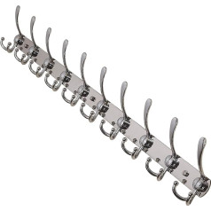 Dseap Coat Rack with 10 Hooks, Heavy Duty 96 cm Long Coat Hook, Stainless Steel Wall Coat Rack, Coat Hook Rail for Coat, Hat, Towel, Handbag, Chrome-Plated