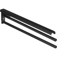 Gedotec Towel Rail | H6008 | Towel Pull-Out 2 Arms | 1 Piece | Tea Towel Holder Length 465 mm in Black | Bathroom & Kitchen Cupboard Towel Rail Swivelling 90° | Made in Germany