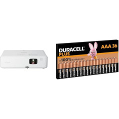 Epson CO-W01 Data Projector 3000 ANSI Lumens 3LCD WXGA (1200 x 800) Black White & Duracell Plus AAA Batteries Pack of 36 Long Lasting Power AAA Battery for Home and Office [Amazon Exclusive]