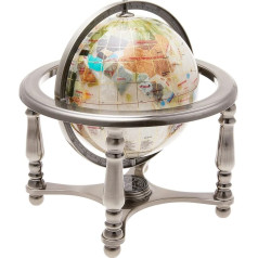 Unique Art 25 cm Tall Pearl Swirl Gemstone Ocean Globe with 4 Leg Silver Stand
