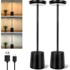 Wireless Table Lamp, 3 Colour Modes, Metal Aluminium Touch Control, Dimmable 4800 mAh LED Battery Table Lamp, Waterproof, Portable, USB Rechargeable Bedside Lamp for Indoor, Outdoor, Restaurant,