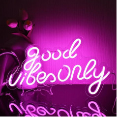 Rosa Good Vibes Neon Sign LED Neon Light Sign Neon Lights Decor Acrylic Light Sign Neon Light for Bedroom Wall Bar Party Decor