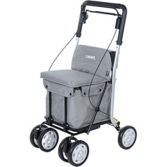Carlett - Supermarket shopping cart - Medically approved - Seat with integrated backrest - 4 wheels with 3 positions - Capacity 15 kg - Removable bag 29L - Colour light grey