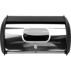 Bread Bin for Kitchen Counter, Vintage Bread Bin with Small Window, Easy to Clean Multifunctional Iron Bread Bin for Dry Food Save (Black)