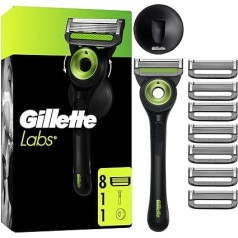 Gillette Labs with Cleaning Element, Razor for Men, 1 Handpiece - 8 Blades, 1 Wall Mount