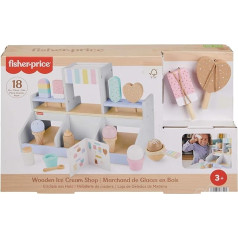Fisher-Price HXV21 Wooden Ice Cream Parlor Play Set for Nursery Children 18 Wooden Pieces for Role Play from 3 Years