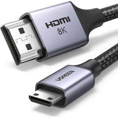 Mini HDMI kabelis - HDMI 2.1 8K 1m - pelēks