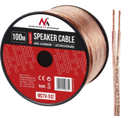 Caurspīdīgs PVC skaļruņu kabelis, 2*1,5 mm2 / 48*0,20 CCA 3,5*7,0 mm, 100 m, MCTV-512